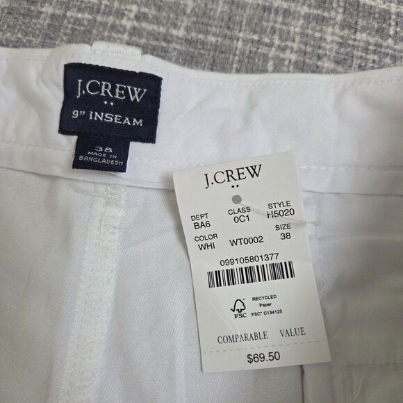NWT J Crew 9" Flex Chino Short White Style H5020 Men's 38 - Picture 4 of 9